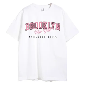 Бруклин, Ню Йорк, мъжки реколта тениска с писмото принтом, тениски с обемен модел за мъже, дамски модни блузи, градинска облекло