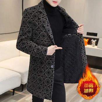 Корейски Есенно-зимните Дълги вълнени якета, мъжки сгъстено Топли Ежедневни Бизнес тренчи, мъжки приталенные Светски улични палто