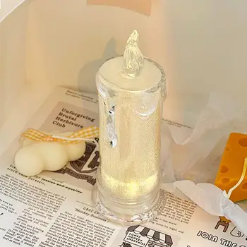 Начало Декор Електронна лампа във формата на свещ от Безпламъкова пластмаса за Коледните дейности Чай лампа Home Decor