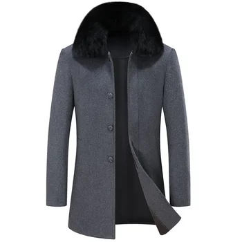 Новост 5XL, есенно-зимни мъжки ежедневни облекла в британския стил, мъжко облекло в света на стил, плюс кадифе, утолщенное изискан модерен однотонное вълна палто