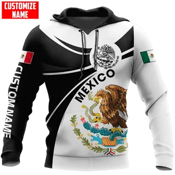 Персонални името, герба на Мексико, мъжки hoody с 3D принтом, ежедневни яке Унисекс, hoody с цип, sudadera hombre MT-124