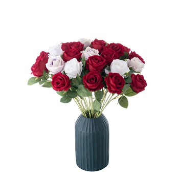10шт Изкуствени Рози с единична клон на стеблото с дължина 51 см, изкуствени рози за булчински букет, декор маса в стая, на работния плот