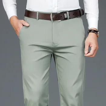 2023 Пролетни Нови мъжки Ежедневни панталони В класически стил, Модерен бизнес Обикновен панталон от еластичен памук, мъжки марка дрехи E119