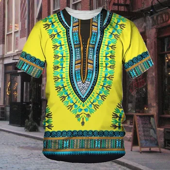 2024 Нова Мъжка Тениска Дашики Африканска Облекло Традиционни Дрехи С Къс Ръкав Ежедневни Градинска Дрехи Реколта Тениски oversize