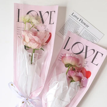 20pcs Флористические Торбички за опаковане на цветове на Пластмасови Опаковки за единични Рози, Опаковъчна хартия за цветя, пакет с рози за 
