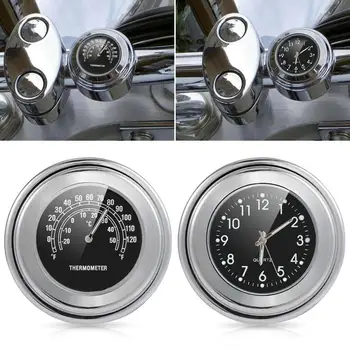 22-25 мм Часовници на кормилото на мотоциклета, Термометър на волана, Часовник с циферблат, Термометър за часа, Температурата Gauga Moto Accessories