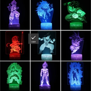 3D Лампа Аниме Фигурка Dragon Ball Goku Remote Touch Малка нощна светлина Спалня Домашна Лампа Край Леглото Cartoony Декоративна Фигурка Детски Подарък