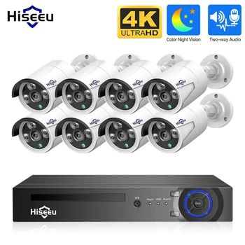 Hiseeu 8CH 3MP 5MP POE Комплект Камера за Видеонаблюдение NVR Видео Аудиозапис ONVIF IP Система за Видеонаблюдение за НРВ Set H. 265