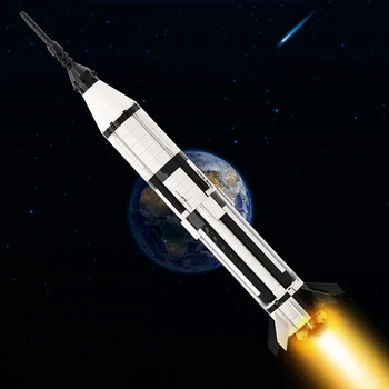 MOC НАСА Saturn 1Б 110 Scale Booster Bricks Конструкция Ракета Space Shuttle Космически Модел Градивен елемент на Детска Играчка За Рожден Ден