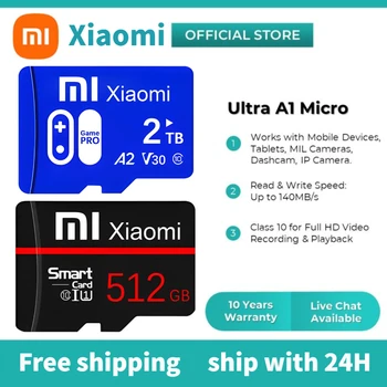 Xiaomi Class10 Карта Памет и 2 TB 512 GB Смарт Микро TF/SD Флаш Карта и 128 GB HC 4K 256 GB TF USB Flash Безплатен SD Адаптер Подарък За Безпилотен Въздухоплавателни средства