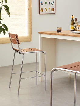 Бар стол Скандинавски маса за хранене, стол-ресторант минималистичен ретро бар стол кафене желязо изкуство