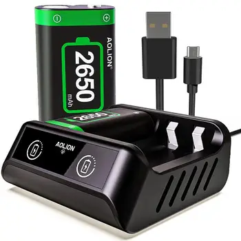 Безжична Писалка с Двойно Зарядно Устройство за Xbox One/S/X/Elite/Серия S/Series X Handle Battery Set 2650mAh Charging Kit