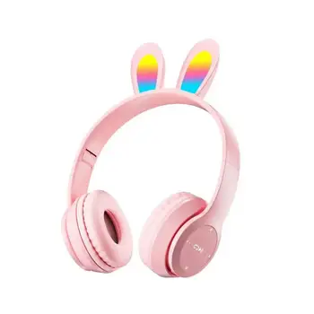 Безжични слушалки Слушалки с заячьими уши и микрофон Сгъваеми Сладки Музикални Слушалки За детска геймерской слушалки