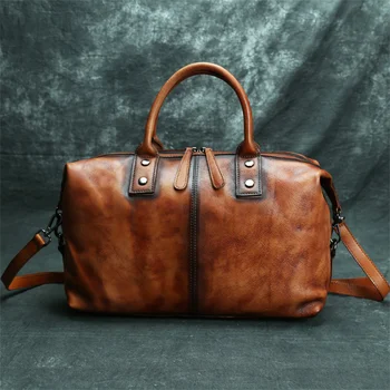 Висококачествена реколта женствена чанта от естествена кожа кофейно-кафяв цвят, формат А4, дамски портфейл, дамска чанта-месинджър на рамото M016