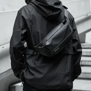 Градинска мъжка чанта през рамо Ежедневни велосипедна Малка поясная чанта на бедрата от PVC-кожа, анти-кражба Многофункционална спортна чанта за всеки ден