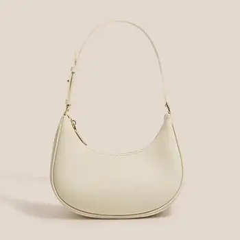 Дамска чанта във формата на полумесец през рамо, чанта за подмишниците, стилна дамска чанта с формата на полумесец през рамо с регулируема каишка за всеки ден