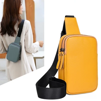 Дамски нагрудная чанта с голям капацитет, портфейл от естествена кожа, дамски притежателя на телефона, през рамо, за пътуване