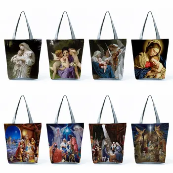 Дамски чанти с принтом Sacred Saintess, адаптивни пазарска чанта през рамо, Множество сгъваема чанта за мама и бебе, еко-чанта за пътуване, ежедневни