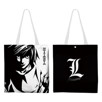 Двойна чанта през рамо от аниме Death Note, холщовая колоритен чанта за пазаруване, чанта-тоут