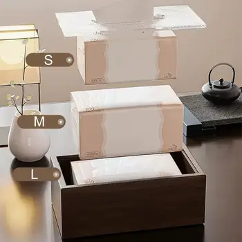 Декоративна кутия за салфетки Дървена кутия за салфетки в китайски стил Лесен Луксозен Настолен органайзер за салфетки с акрилни капак за стая