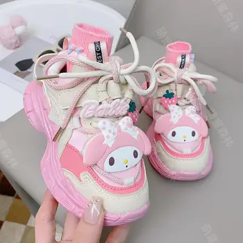 Детска топло спортни обувки Sanrio Kuromi от аниме, Корейската версия на My Melody, Скъпа Зимни удобни ежедневни спортни обувки за момичета