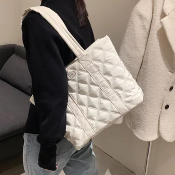 Дизайнерски дамски чанти-тоут 2023, есен-зима, нова дамска чанта през рамо, високо качество на найлонова чанта, чанта за пазаруване с голям капацитет