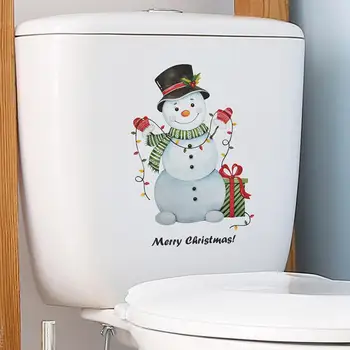Етикети велкро, елегантни етикети, живи коледни светлини във формата на снежен човек, самозалепващи стикери за тоалетна за трайни дома