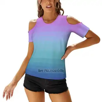 Женска тениска с принтом Unicorn Gradient - Ombre, Летни Секси Върхове, Градинска Тениска, Корейски върхове, Unicorn Gradient Ombre, Uni Corn