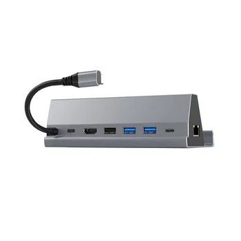 За докинг станция Steam Deck, поставка за телевизор, концентратор, USB докинг C с RJ-45 Ethernet, съвместим с HDMI USB3.0 за SteamDeck.