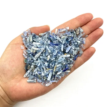 Красиви 50 г натурален кианит-кварц, полиран Тънък резен, Кристали син цвят, Осыпанный чакъл, Цианит, естествен Кварцов кристал