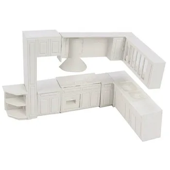 Куклена къща, миниатюрна играчка къщичка, гардероб, кухненски мебели, форми за домашен интериор, комплект
