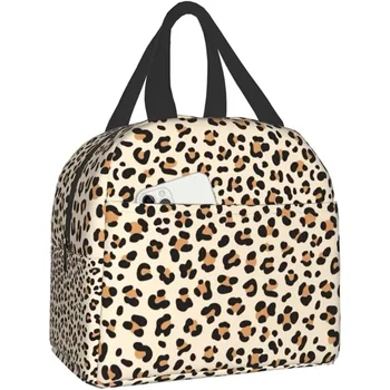 Леопард гепард естетика обяд чанти чанти за многократна употреба обяд-бокс топлинен охладител чанта за тийнейджър, Работа за пикник за възрастни 