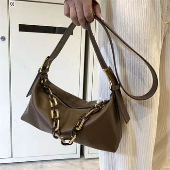 Модна тенденция чанта през рамо, с Висококачествена кожена Дамска чанта-верига през рамо, луксозна дизайнерска чанта под мишниците, Дамски чанти-портфейли