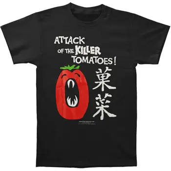 Мъжки t-shirt Attack Of The Killer Tomatoes с японски домати, черен с дълъг ръкав.