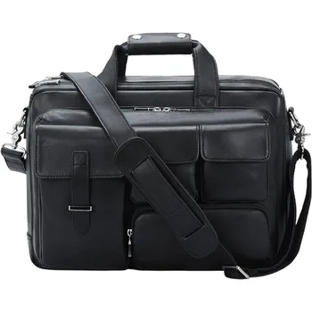 Мъжки портфейл от естествена кожа, 17-инчов чанта за лаптоп бизнес пътна офис чанта-месинджър чанта за книги