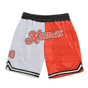 Направен по поръчка автентични баскетболни шорти, бели на цвят С 3D принтом Мъжки къси панталони с вашето име Mumber бързо съхнещи плажни шорти