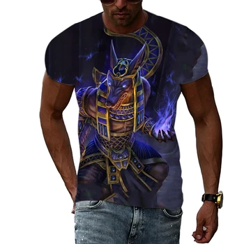 Нова лятна мъжка тениска с изображение на Анубис, индивидуалност, всекидневни тенденция, творчески фигура, 3D-печат, универсална висококачествена риза