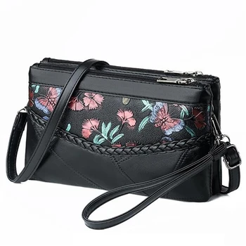 Нови дизайнерски чанти през рамо за жени, модни дамски чанта през рамо с цип с флорални принтом, висококачествени дамски чанта от изкуствена кожа