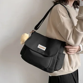 Нови обикновена холщовые чанта през рамо за жени е Младежки, училищна чанта-месинджър голям капацитет Работни чанта през рамо Дамски чанти