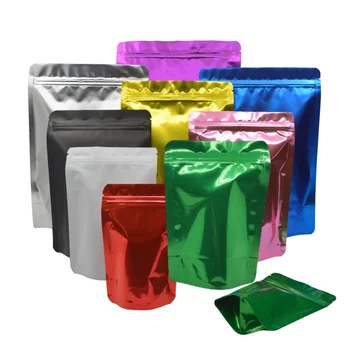 опаковъчен пакет от алуминиево фолио 100шт Цветна опаковка с цип, плик за закуски, кафе на прах, опаковки, торбички, шоколад, чай, подаръци.