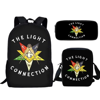 Раница с емблема на Ордена на Източната звезда в стил OES, 3 бр., училищна чанта с голям капацитет и чанта за хранене, комплект химикалки, ученически чанти за студенти