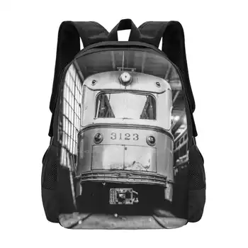 Ретро трамвай Количка 1219 Дизайнерски чанти Ученическа раница Тролей Ретро филм Lomo Черно-бял Bw Old