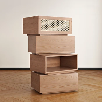 Скандинавски шкаф-кофа от масивно дърво, хол, шкаф за съхранение на свободен модул шкаф за съхранение, спалня, кухненски шкаф решетеста