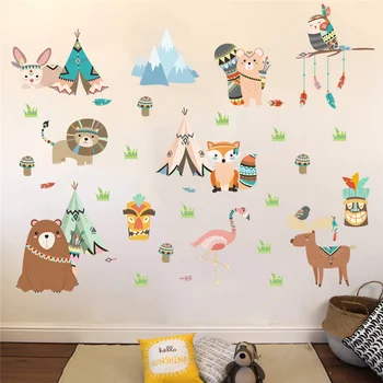 Стикер за стена с животни в стил Bosmia за украса на детска стая, Направи си сам, Фламинго, Бухал, Сафари, Монтиране на изкуството, стикери от PVC, плакат с мультфильмом