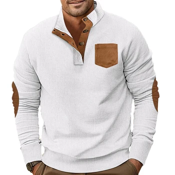 Стилен мъжки hoody с яка-часова, вельветовый пуловер с дълги ръкави, подходящ за спортове на открито и ежедневни облекла