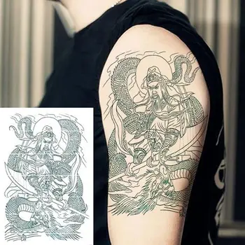 Татуировка Guan Ю Line, стикер с татуировка на ръката си, за формата на синьо цвете, водоустойчив временна татуировка, фалшиви татуировки Hotwife за жени, мъже, Фестивал татуировка
