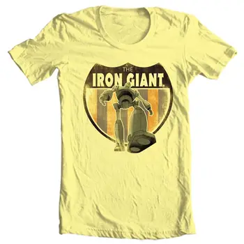 Тениска Iron Giant за възрастни нормалната засаждане, жълт памучен тениска с изображение WBM216