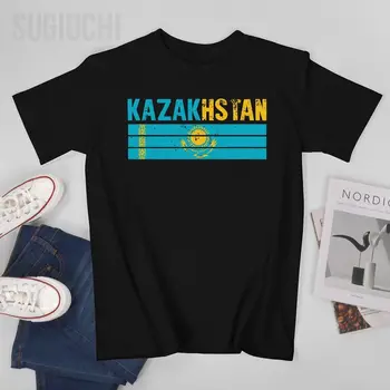 Унисекс Мъжки реколта казахстанская тениска Kazakh Hstan, тениски, тениски за жени, тениска от 100% памук за момчета