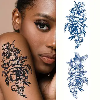 Устойчиви переводные татуировки, изкуствена татуировка във формата на цвете за жени, стикер за боди-арт, татуировка сок, временна водоустойчив
