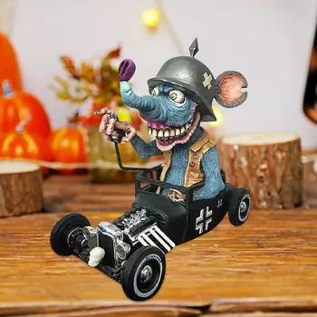 Фигурка на мишката от катран, високо качество фигурки на мишката от смола на Хелоуин, ужасно фалшив мишката, украса за превозни средства на Хелоуин, за градината и на улицата